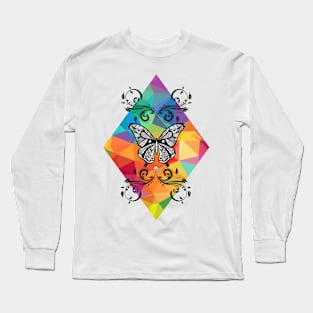 Rainbow Butterfly Doodle 2 Long Sleeve T-Shirt